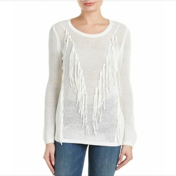 Sandro Sweaters - SANDRO Open Knit Fringe Sweater Sz L